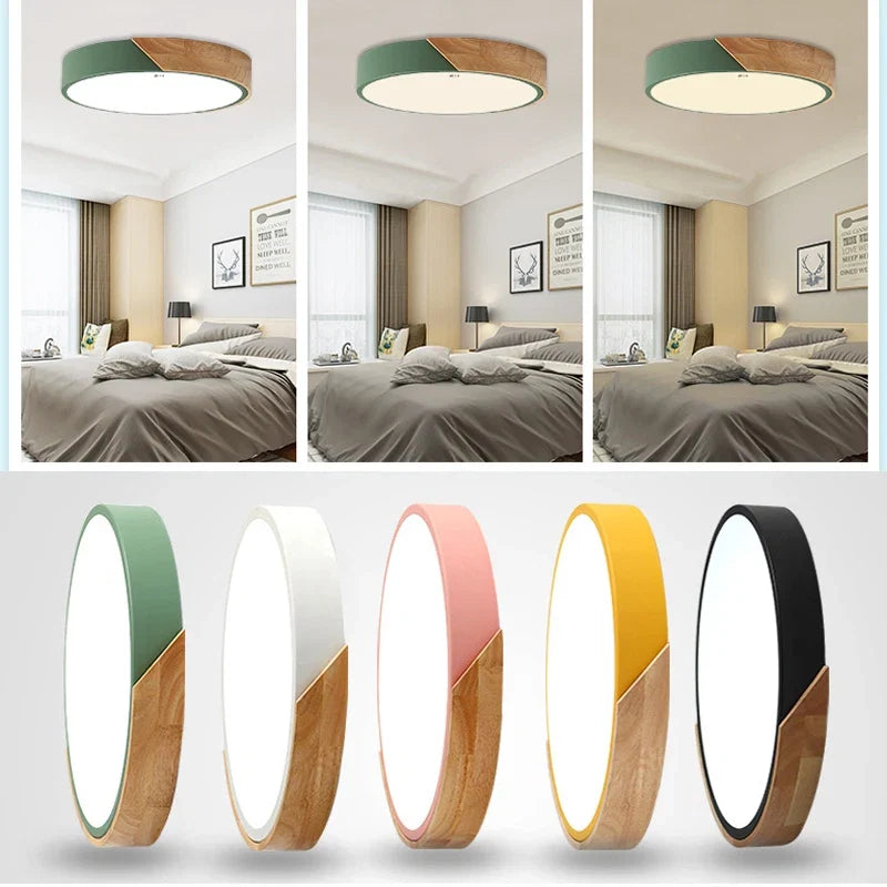 Lámpara de Techo LED Nórdica de Madera