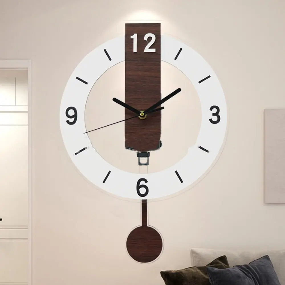 Reloj de Pared Minimalista con Péndulo | Diseño Moderno en Acrílico y Madera