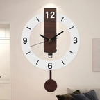 Reloj de Pared Minimalista con Péndulo | Diseño Moderno en Acrílico y Madera