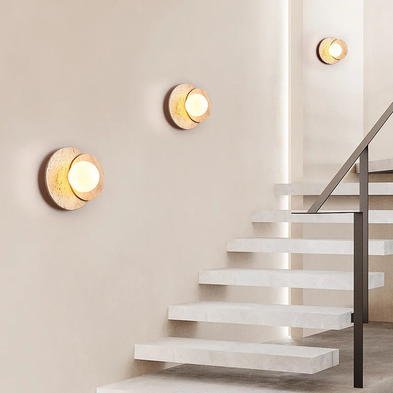 Lámpara de Pared de Piedra Wabi-Sabi | Diseño Moderno con Textura Natural