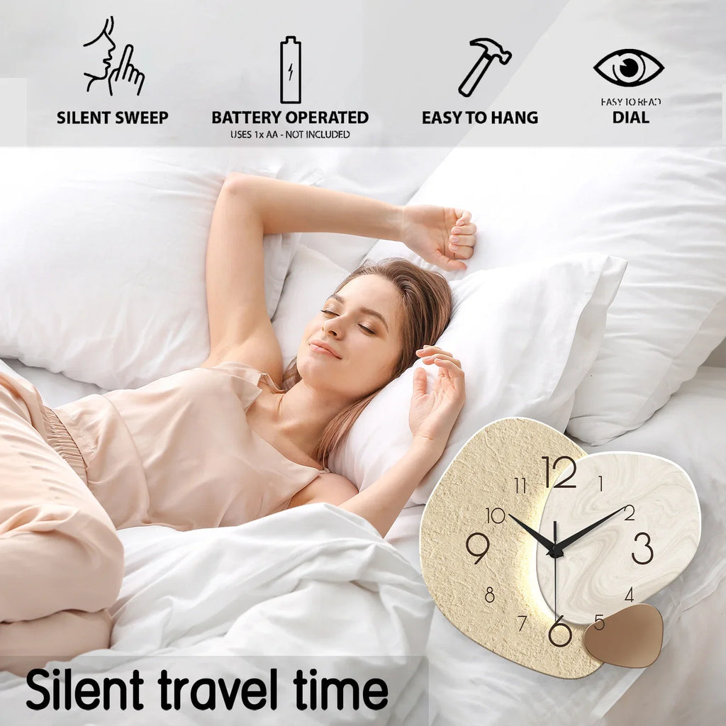 TempoStone | Reloj de Pared Moderno y Simple | Diseño Silencioso de Cuarzo