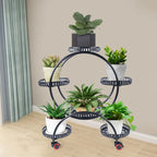 Soporte de planta de metal con ruedas | Soporte para macetas de 6 niveles para decoración interior y exterior