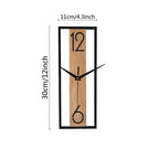 Reloj de Pared Rectangular Moderno | Diseño Delgado con Marco de Vetado de Madera