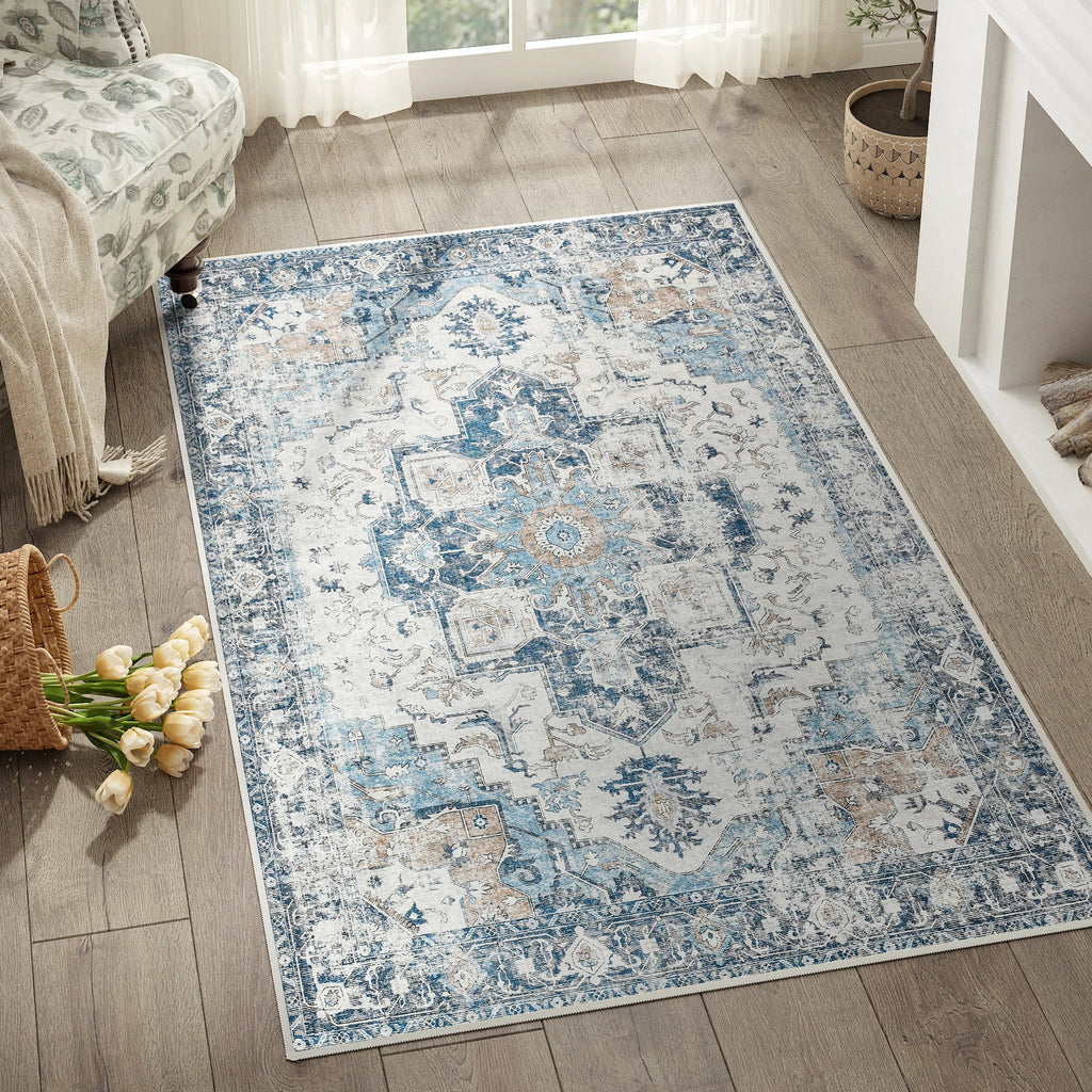 Alfombra Medallón Patrimonial | Alfombra Oriental Plegable Antideslizante