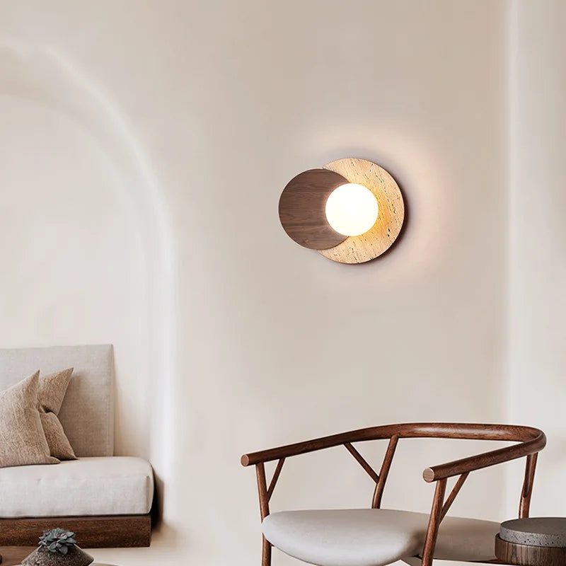 Lámpara de Pared de Piedra Wabi-Sabi | Diseño Moderno con Textura Natural