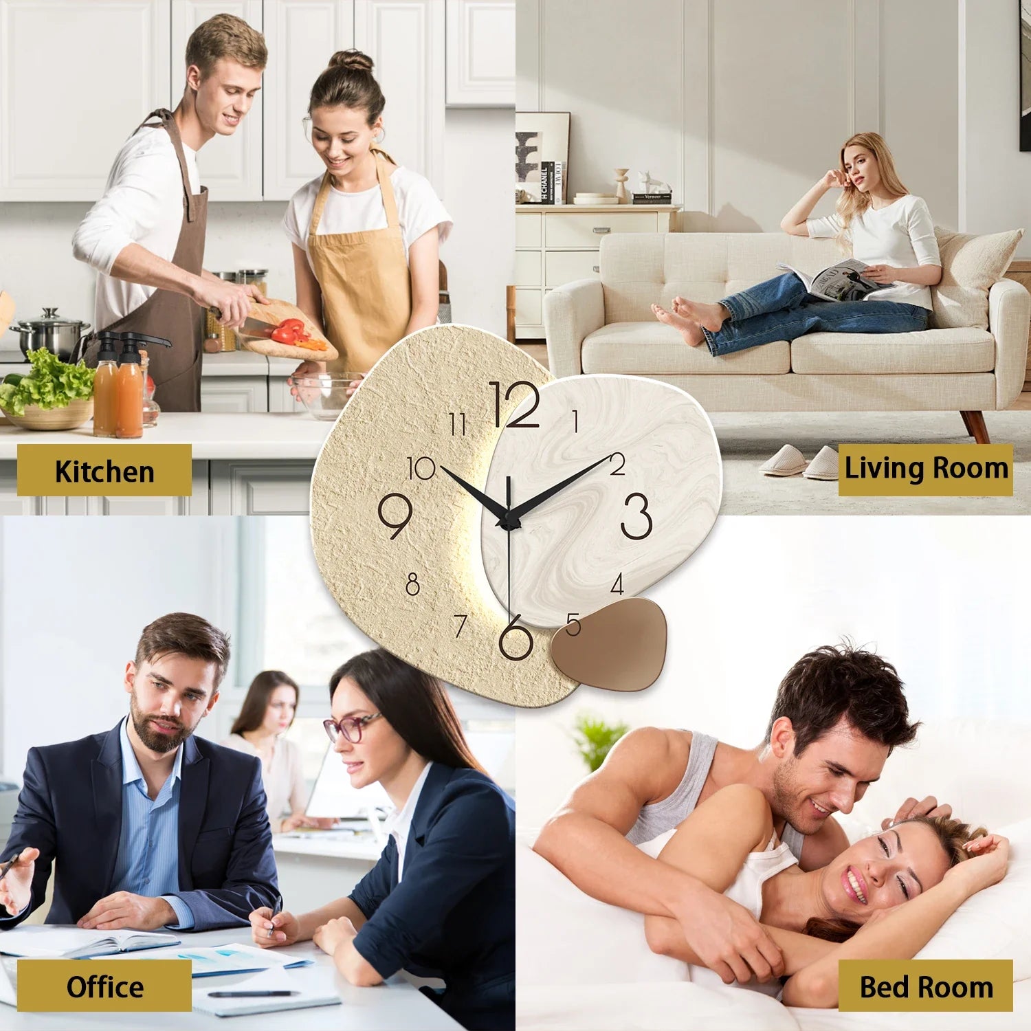 TempoStone | Reloj de Pared Moderno y Simple | Diseño Silencioso de Cuarzo