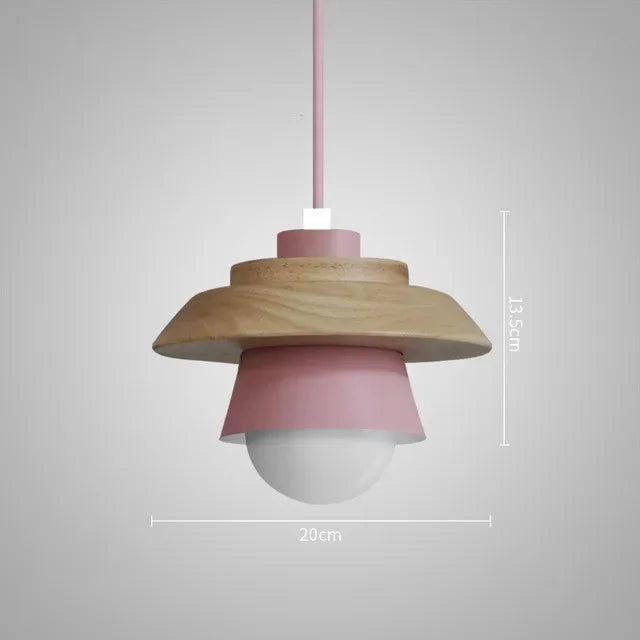 Lámpara Colgante de Madera Nórdica | Diseño Colorido de Macarón