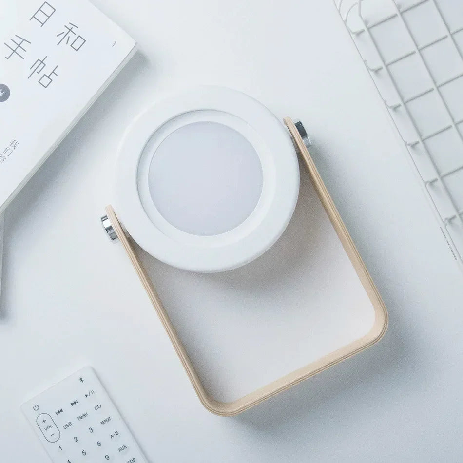 Linterna portátil con mango de madera creativa | Lámpara de mesa plegable recargable