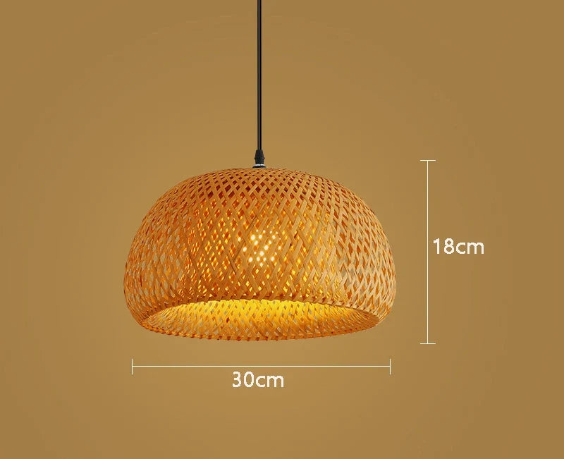 Lámpara colgante de bambú natural | Lámpara de ratán tejida a mano