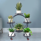 Soporte de planta de metal con ruedas | Soporte para macetas de 6 niveles para decoración interior y exterior