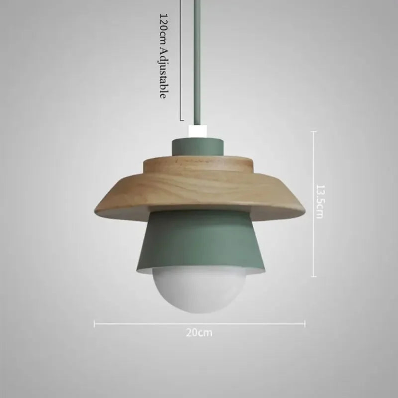 Lámpara Colgante de Madera Nórdica | Diseño Colorido de Macarón