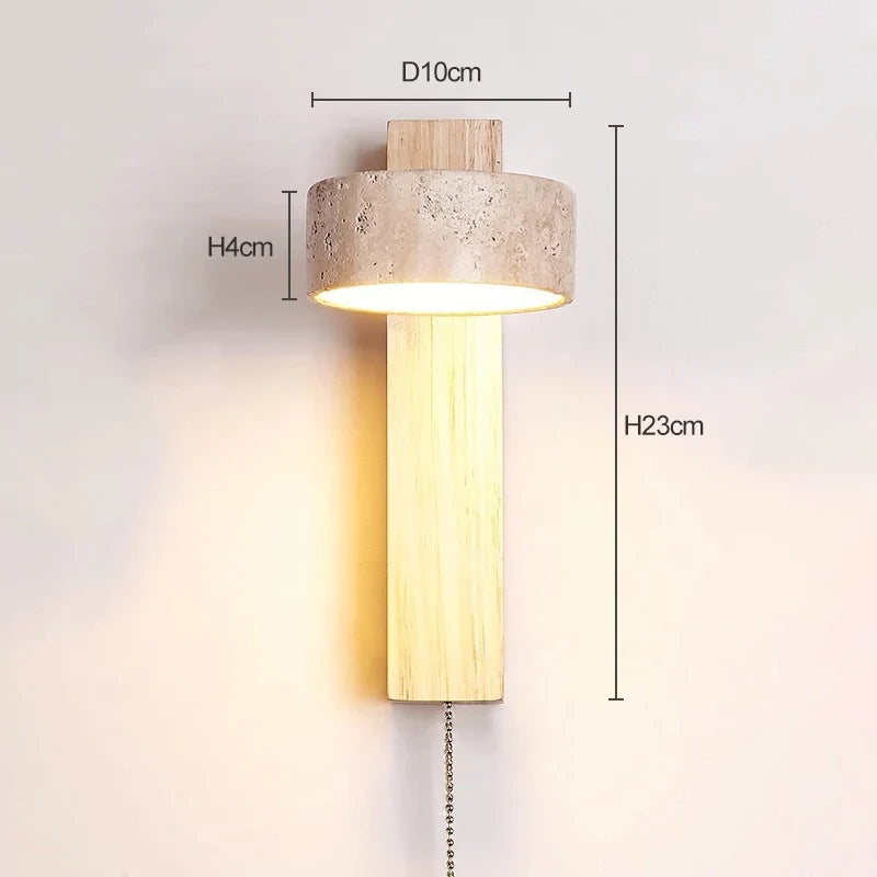 Lámpara de Pared Éclat | Luz de Cabecera Francesa Wabi-Sabi con Interruptor de Cuerda