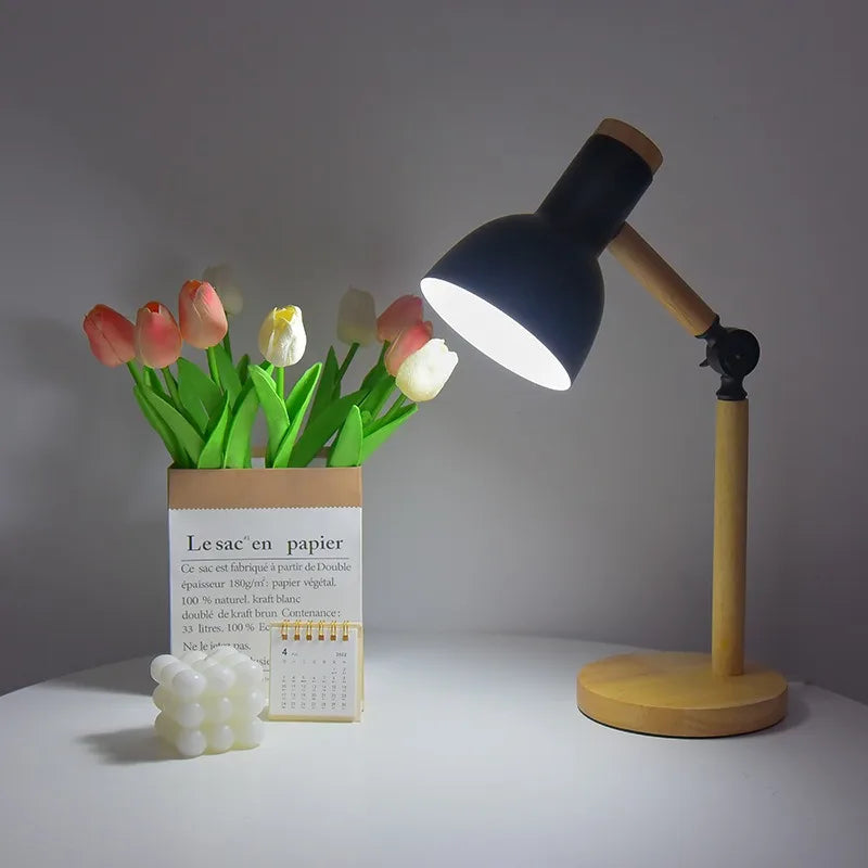 Lámpara de Escritorio de Madera Nórdica LED