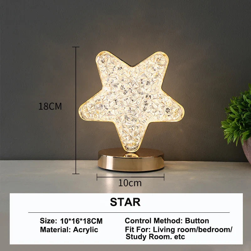 Stellora - Lámpara Nocturna LED de Cristal 3D