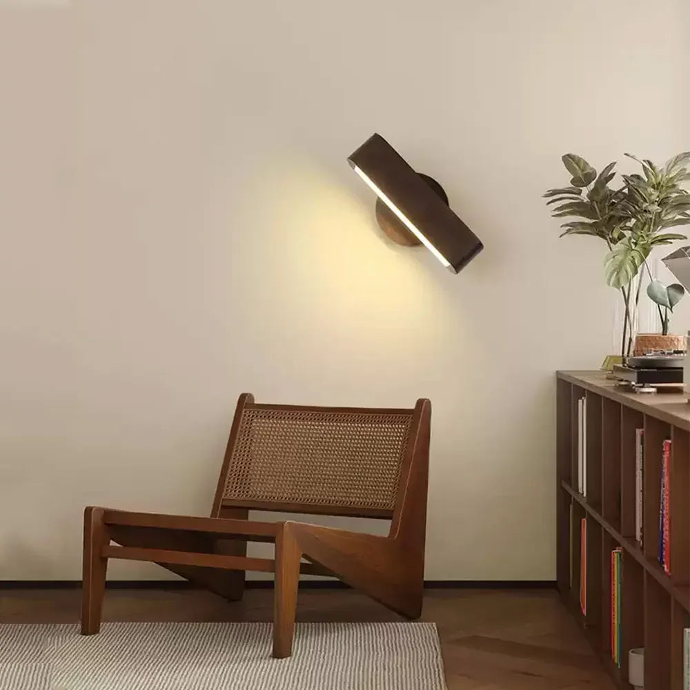 Lámpara de Pared Giratoria | Diseño en Madera Maciza Japonesa y Aluminio