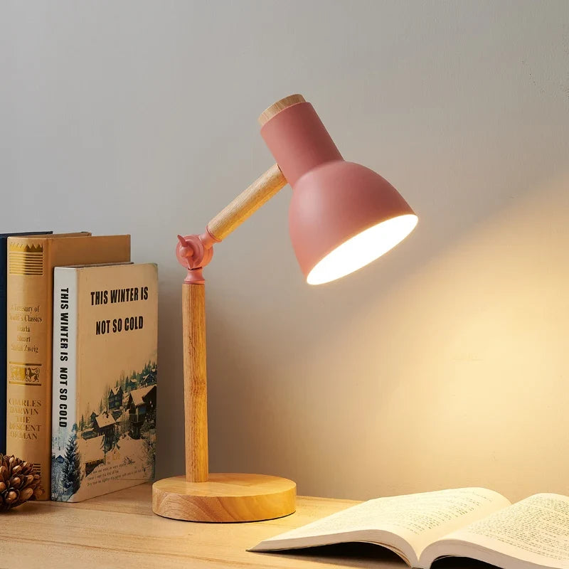 Lámpara de Escritorio de Madera Nórdica LED