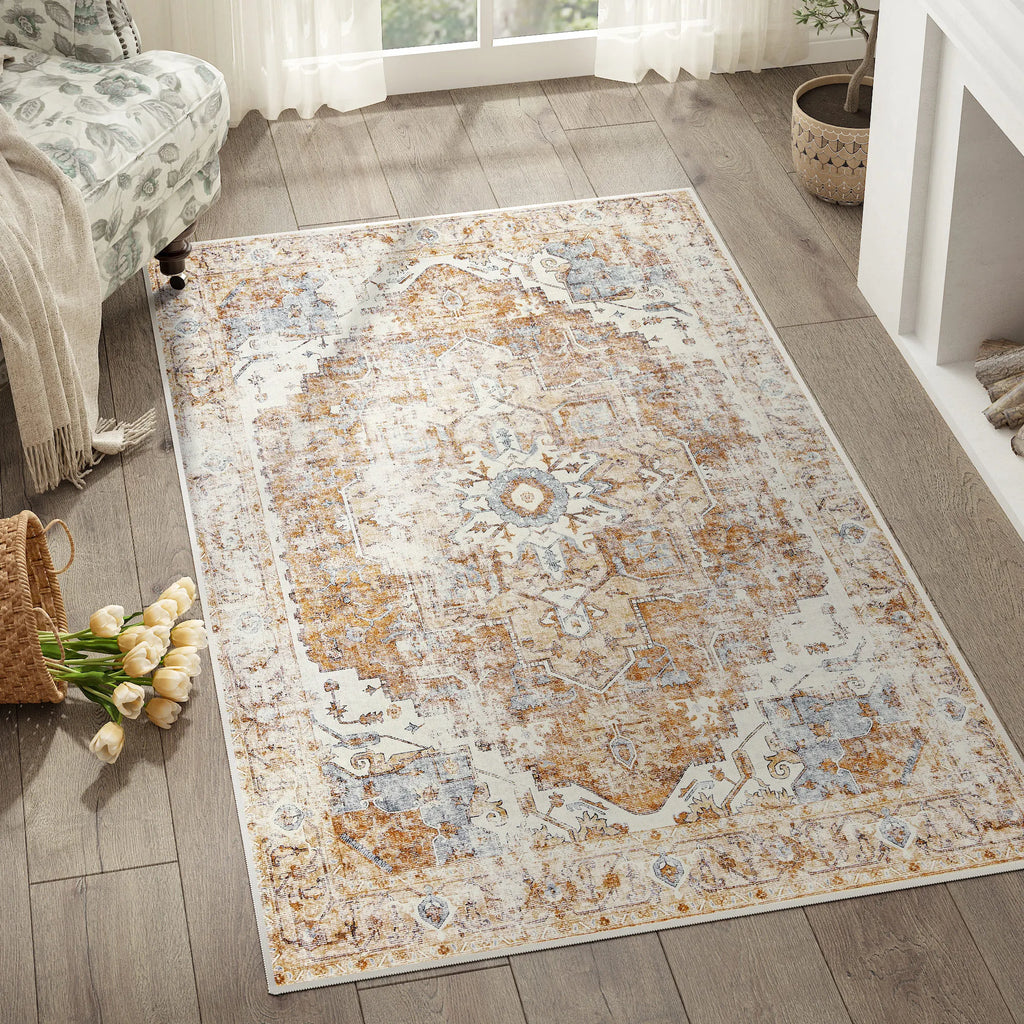 Alfombra Medallón Patrimonial | Alfombra Oriental Plegable Antideslizante