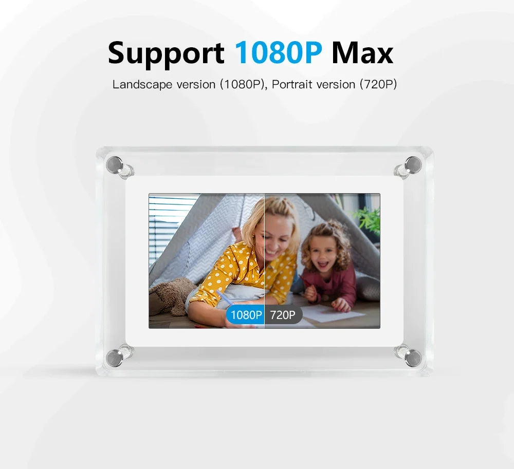 ClearFrame | Marco Digital de Fotos Acrílico | Pantalla IPS Portátil con Batería Incorporada