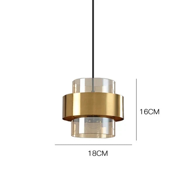 Lámpara Colgante de Vidrio Nórdico | Diseño Moderno de Cilindro en Latón