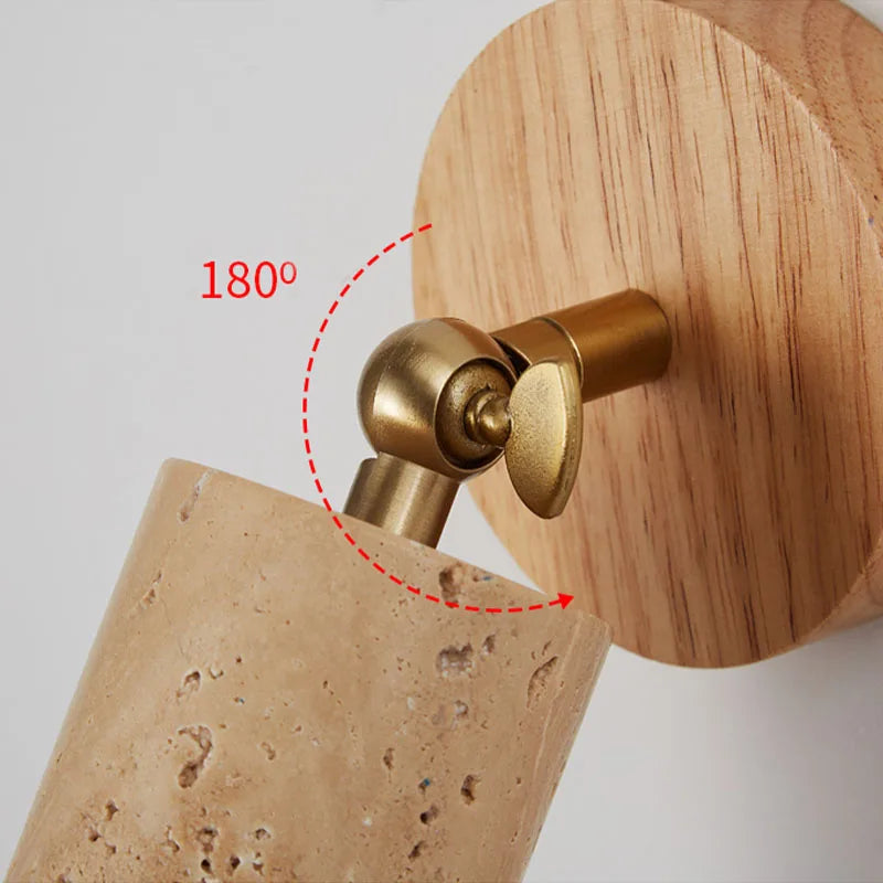Lámpara de Pared Huangdong | Luz Wabi-Sabi de Travertino y Madera
