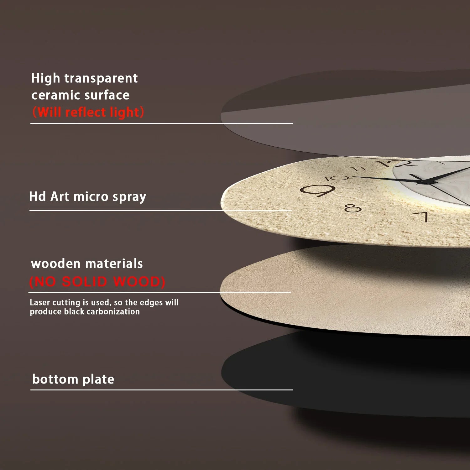 TempoStone | Reloj de Pared Moderno y Simple | Diseño Silencioso de Cuarzo