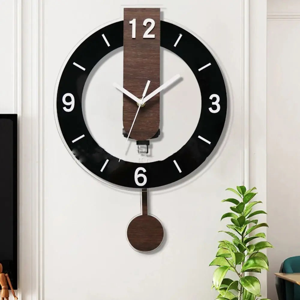 Reloj de Pared Minimalista con Péndulo | Diseño Moderno en Acrílico y Madera