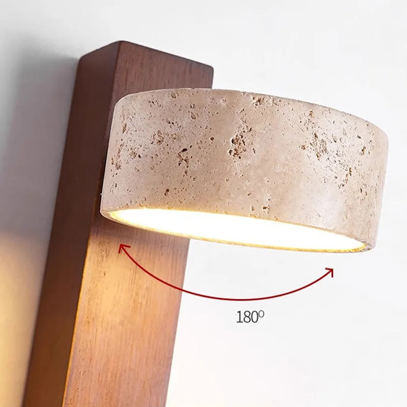 Lámpara de Pared Éclat | Luz de Cabecera Francesa Wabi-Sabi con Interruptor de Cuerda