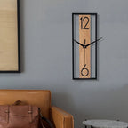 Reloj de Pared Rectangular Moderno | Diseño Delgado con Marco de Vetado de Madera