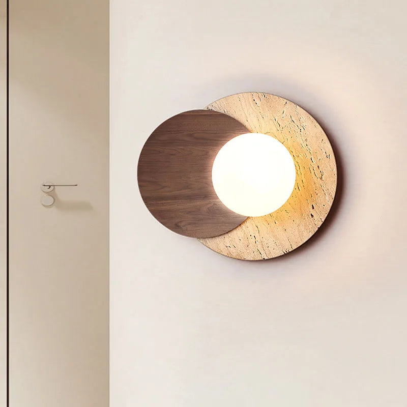 Lámpara de Pared de Piedra Wabi-Sabi | Diseño Moderno con Textura Natural