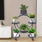 Soporte de planta de metal con ruedas | Soporte para macetas de 6 niveles para decoración interior y exterior