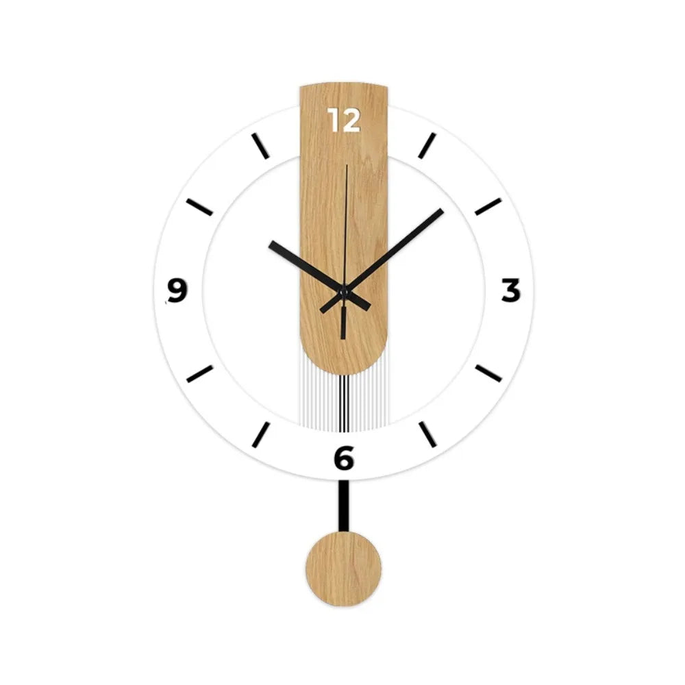 Reloj de Pared Minimalista con Péndulo | Diseño Moderno en Acrílico y Madera