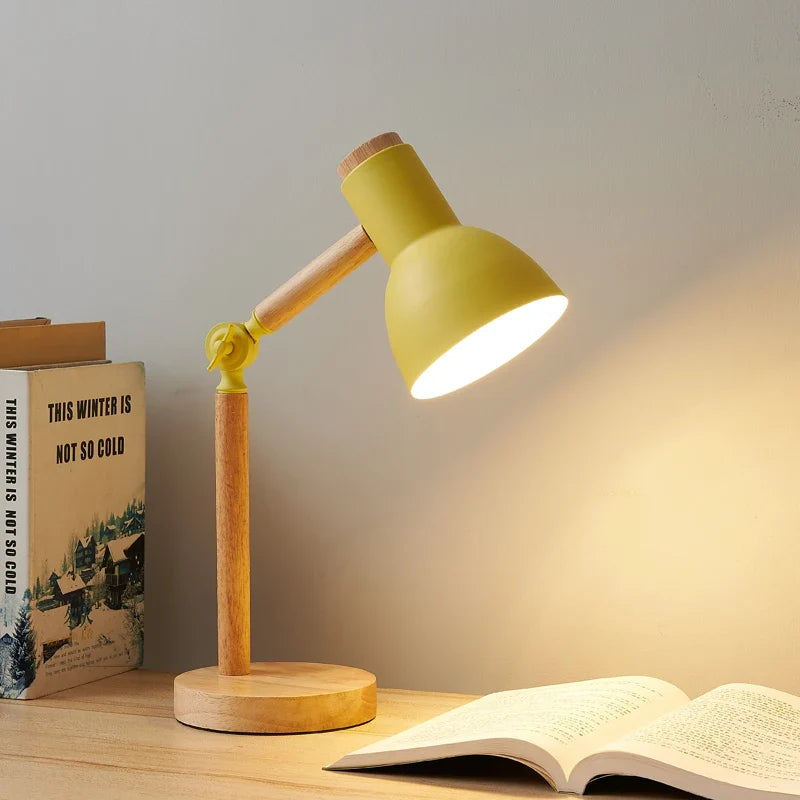 Lámpara de Escritorio de Madera Nórdica LED
