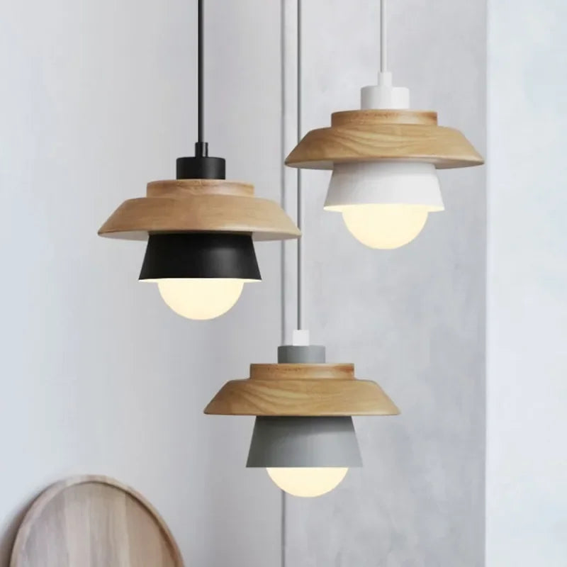 Lámpara Colgante de Madera Nórdica | Diseño Colorido de Macarón