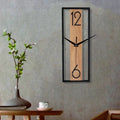 Reloj de Pared Rectangular Moderno | Diseño Delgado con Marco de Vetado de Madera