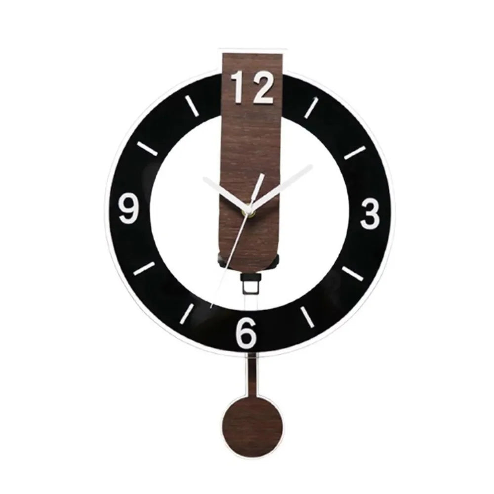 Reloj de Pared Minimalista con Péndulo | Diseño Moderno en Acrílico y Madera