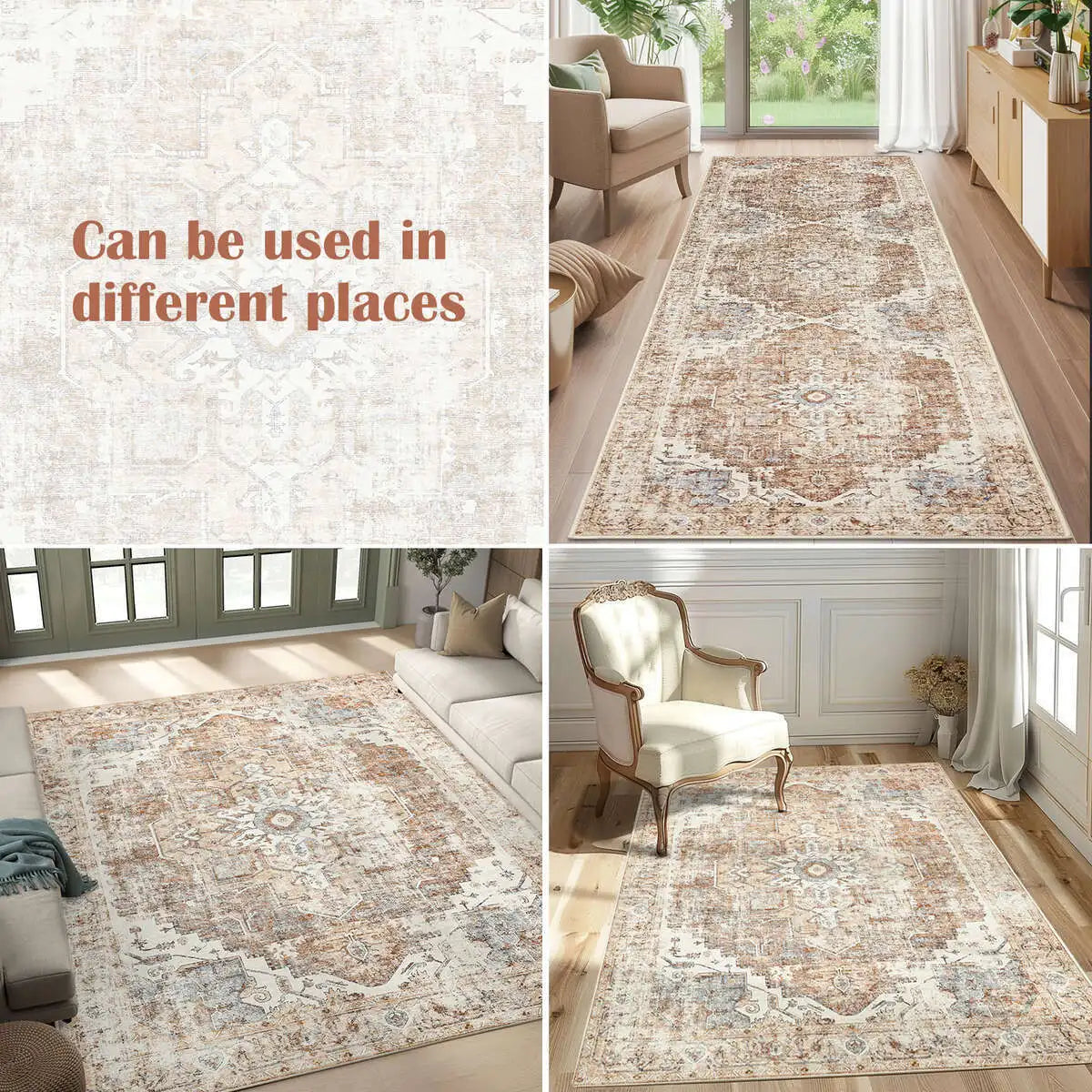 Alfombra Medallón Patrimonial | Alfombra Oriental Plegable Antideslizante
