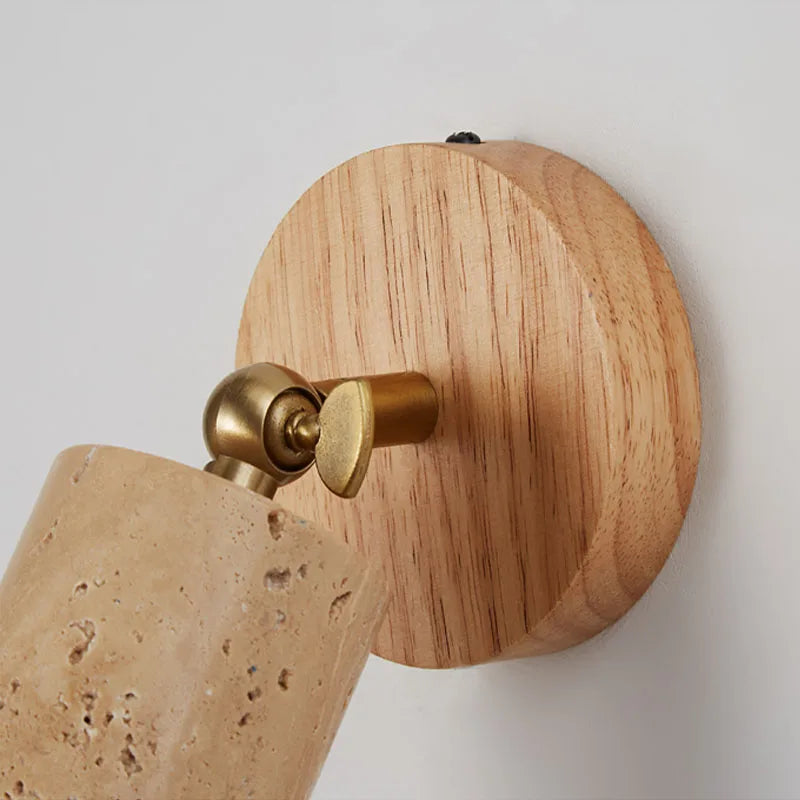 Lámpara de Pared Huangdong | Luz Wabi-Sabi de Travertino y Madera
