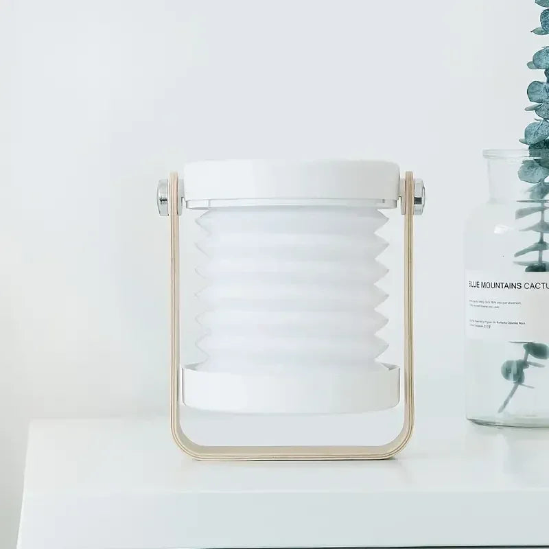 Linterna portátil con mango de madera creativa | Lámpara de mesa plegable recargable