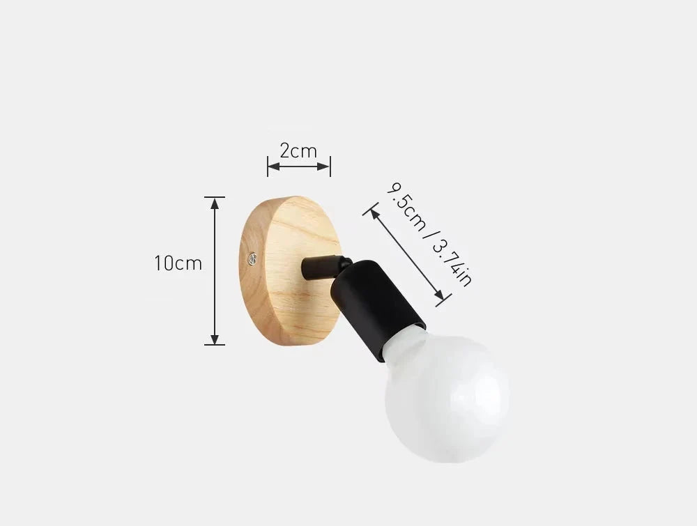 Lámpara de Pared Retro Vintage | Aplique Ajustable de Madera y Metal