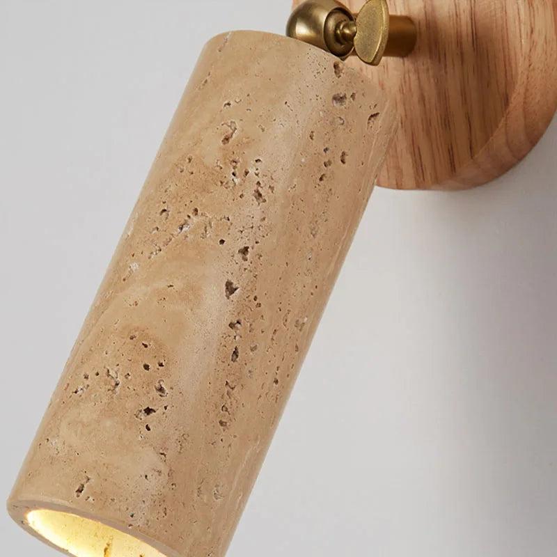 Lámpara de Pared Huangdong | Luz Wabi-Sabi de Travertino y Madera