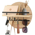 Organizador redondo de llaves de madera | Elegante y ecológico para pared