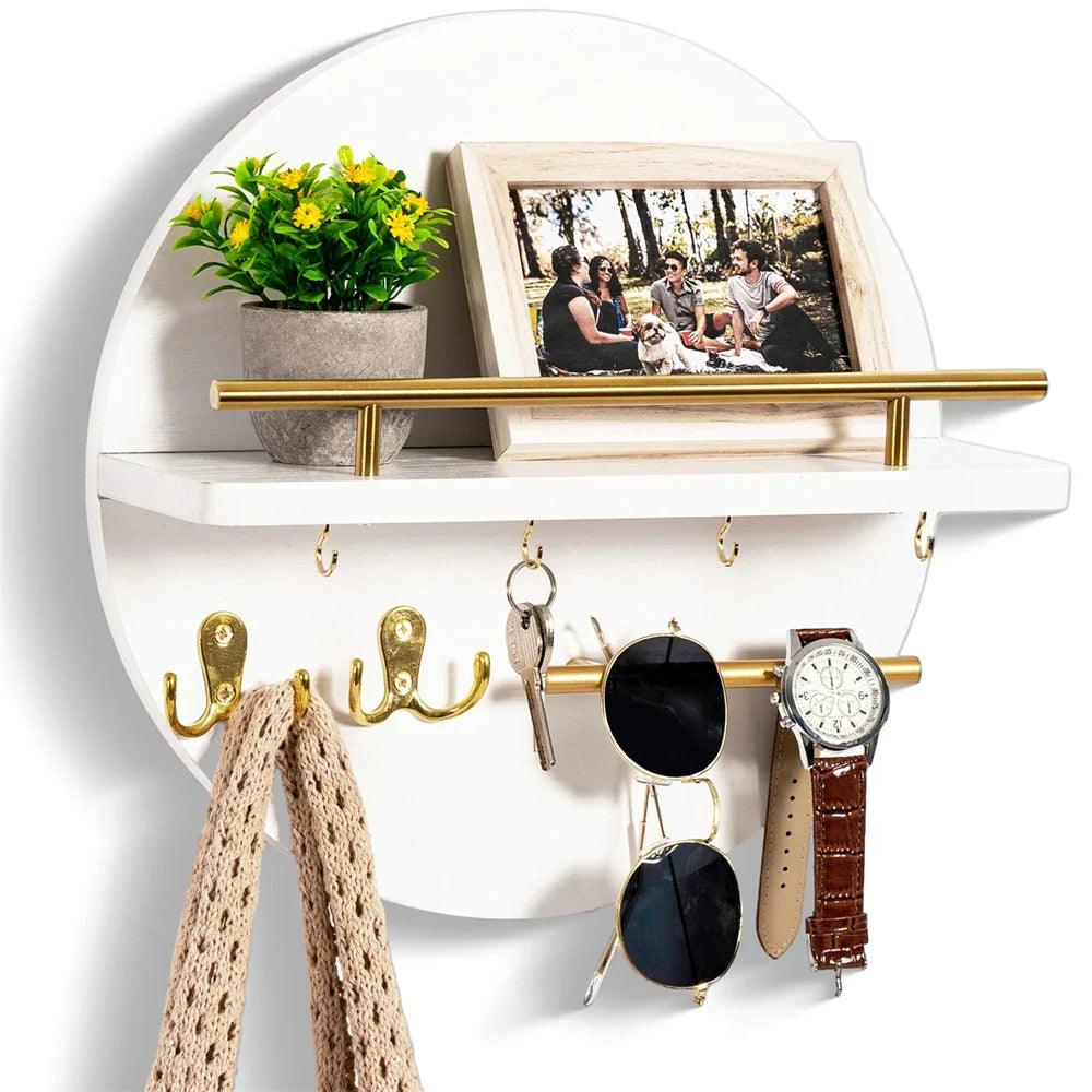 Organizador redondo de llaves de madera | Elegante y ecológico para pared