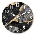 MarbellaTime | Reloj de Pared Redondo Moderno de Madera | Diseño Silencioso de Mármol