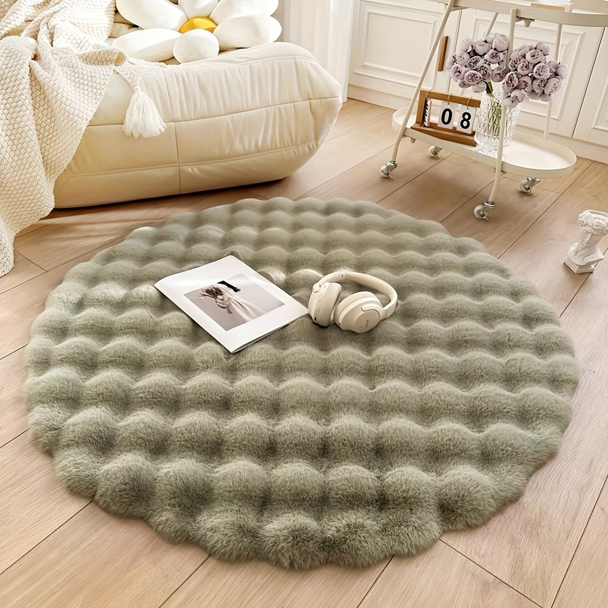 Alfombra Redonda de Burbujas Cloud Comfort | Alfombra Circular Suave y Esponjosa