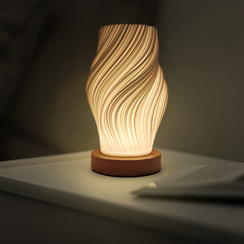 Lámpara de mesa LED moderna con diseño en espiral | Luz minimalista regulable para mesita de noche y escritorio