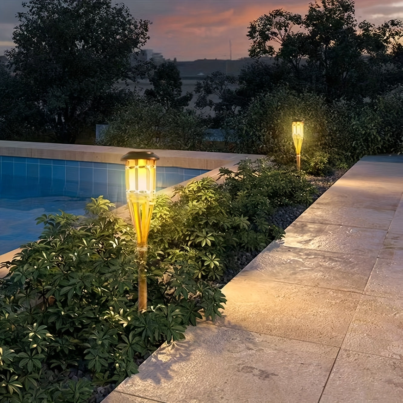 Luces de Llama de Bambú Solares (Pack 2)