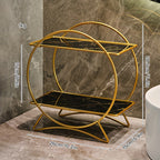 Organizador de baño de doble nivel con base de orejas de gato | Estante metálico elegante para cosméticos y cuidado de la piel