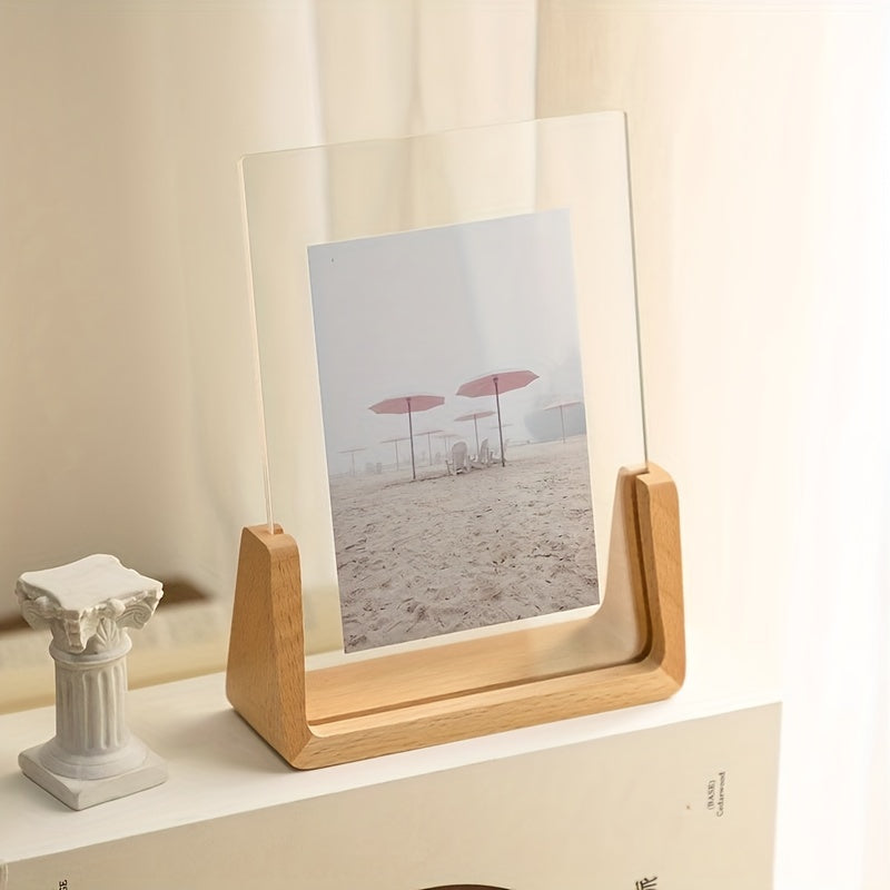 Marco para fotos de acrílico y madera en forma de U | Exhibidor moderno y minimalista