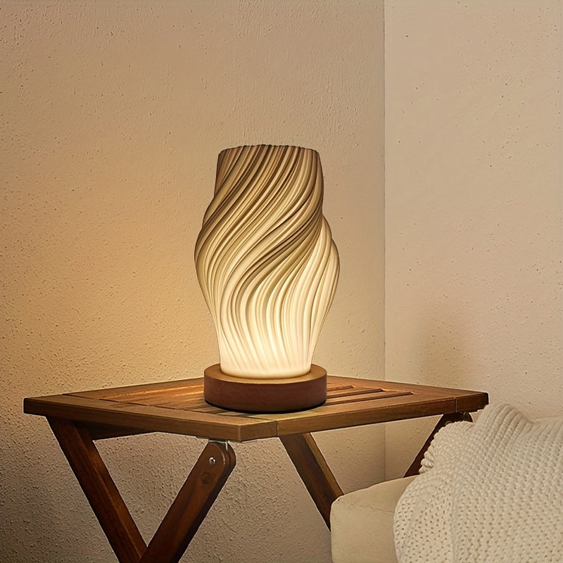 Lámpara de mesa LED moderna con diseño en espiral | Luz minimalista regulable para mesita de noche y escritorio