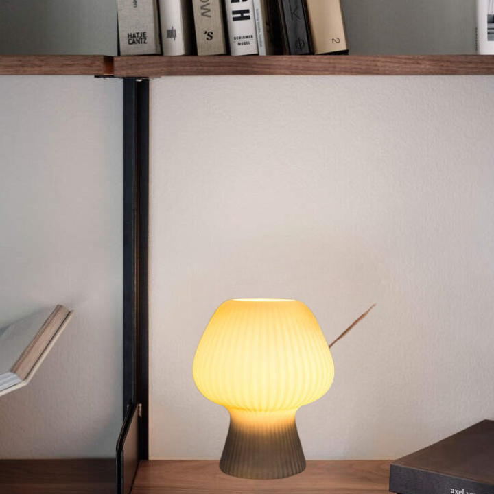 Lámpara de mesa vintage para dormitorio | Lámpara de hongo de vidrio acanalado